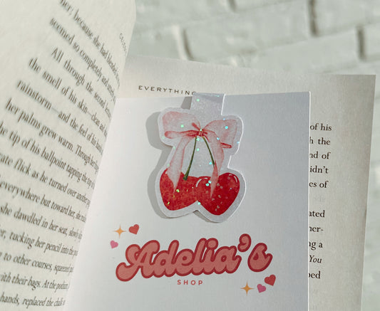 Bow Cherry Hearts Magnetic Bookmark